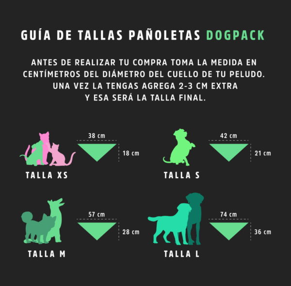 Guia de tallas pañolestas Dogpack